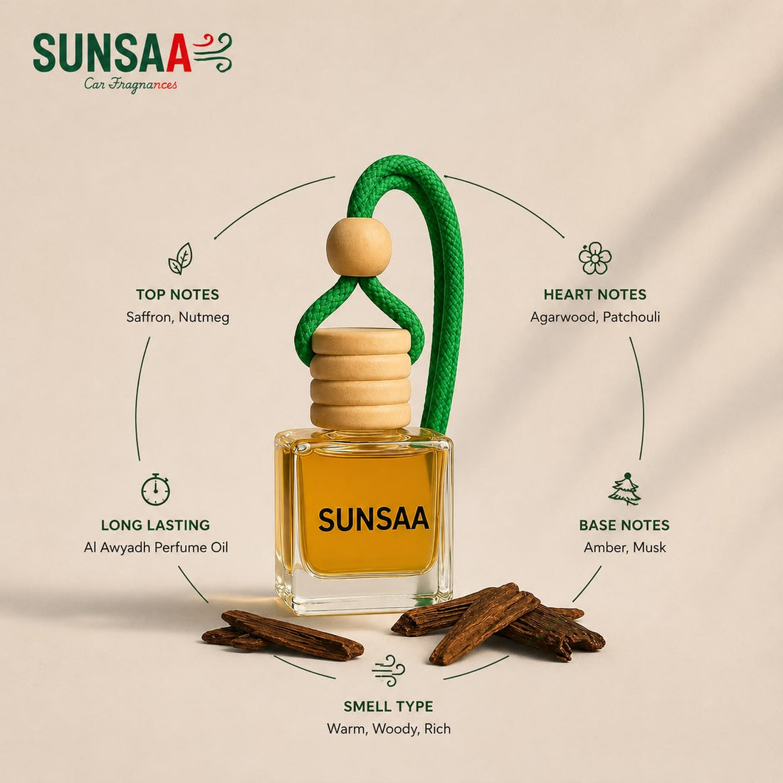 SUNSAA Oud Sultan – Hanging Car Perfume 10ml